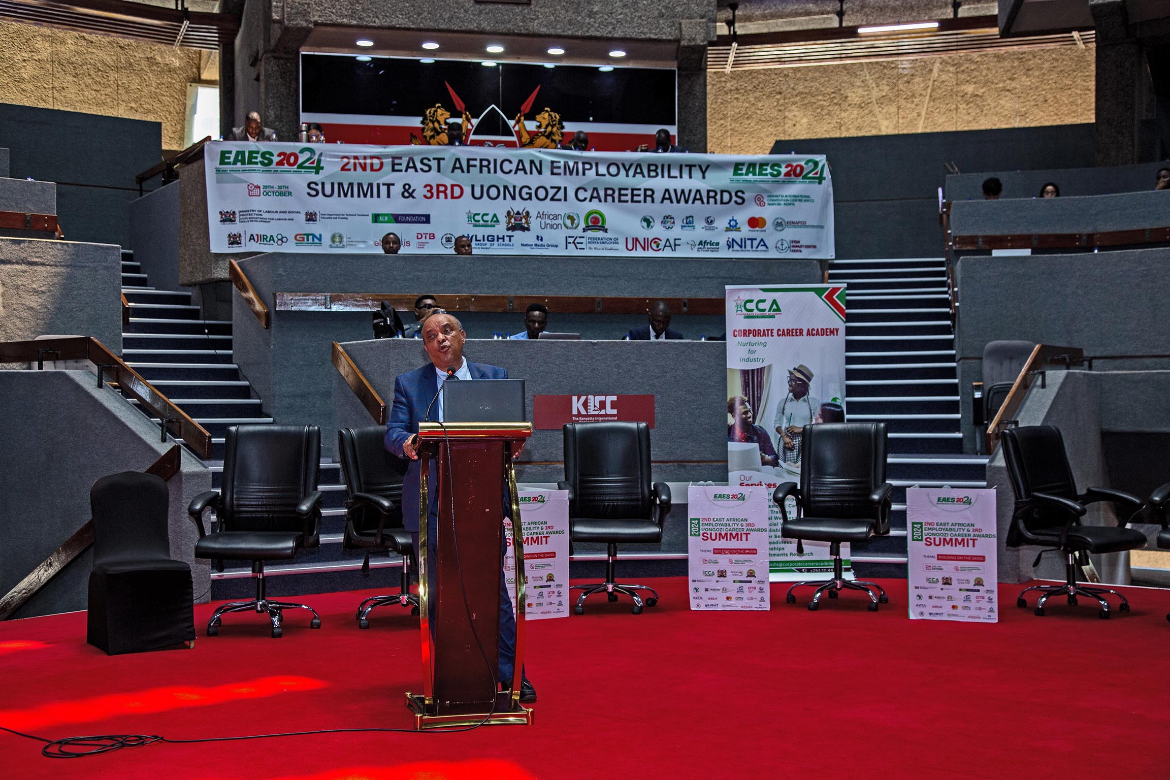 Speaker addressing delegates at the summit