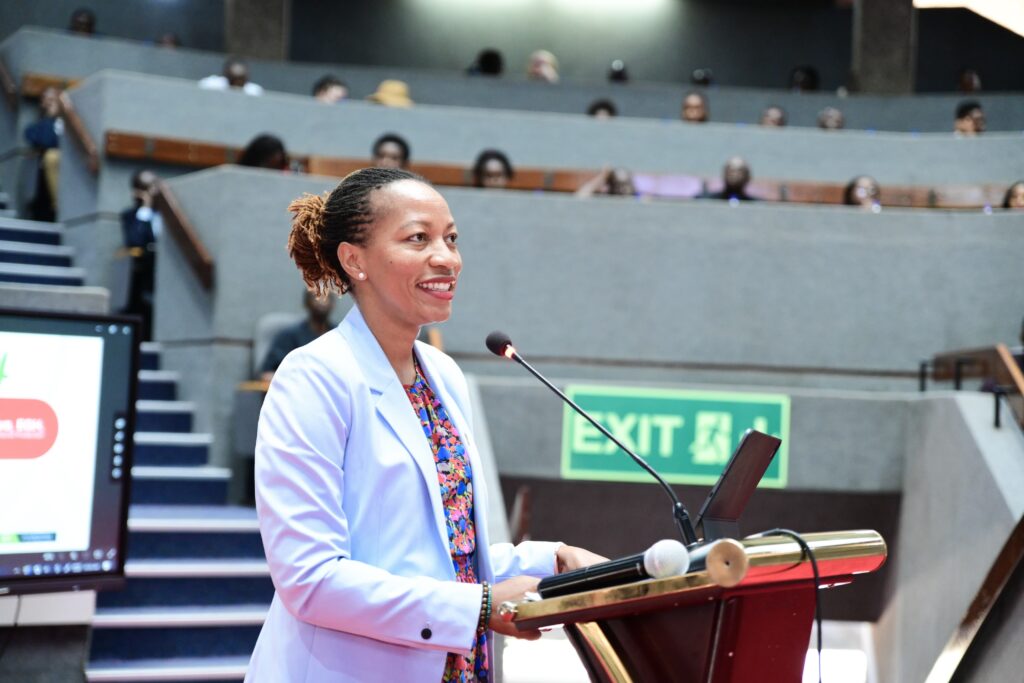A speaker addressing the summit