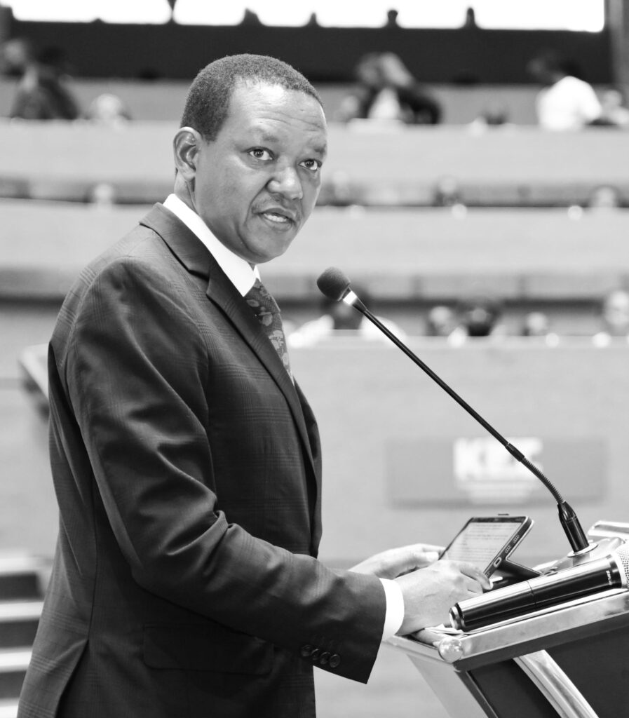 A keynote speaker at the podium